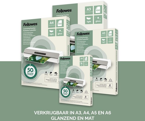 Lamineerhoes Fellowes A5 light 50% gerecycled mat 100stuks-4