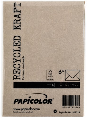 Envelop Papicolor C6 114x162mm kraft bruin-2
