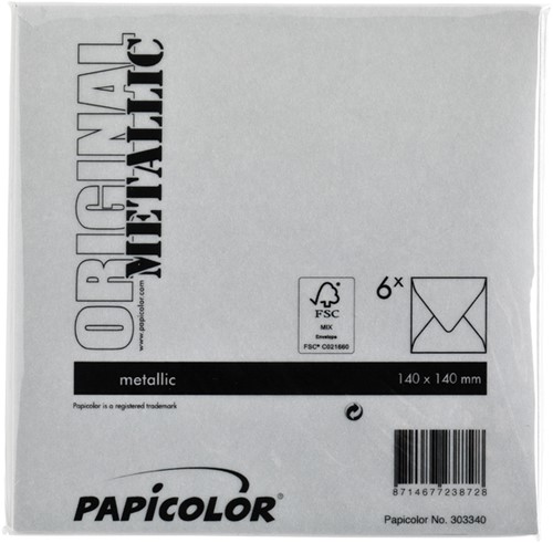 Envelop Papicolor 140x140mm metallic zilver pak à 6 stuks-2