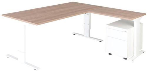 Opstelling tafel serie 50 180X80cm inclusief aanbouwblad en ladenblok
