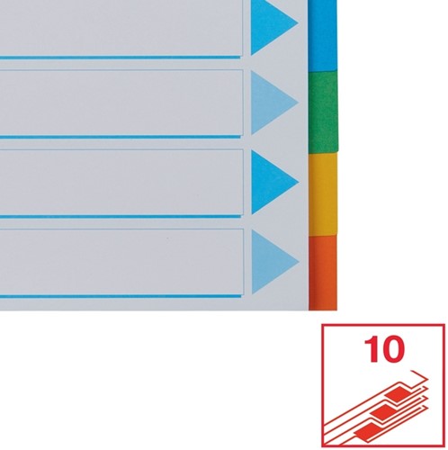 Tabbladen Esselte Standaard A4 10-delig karton 11-rings met voorblad assorti-1