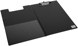 Klembordmap Quantore A4 staand PVC zwart met 100mm klem + penlus