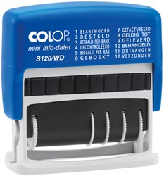Woord-datumstempel Colop Printer Mini S 120/WD 12 teksten blauw