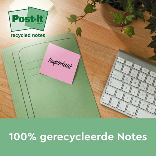 Memoblok Post-it 655-RPT 76x127mm recycled rainbow pastel 16 stuks-2