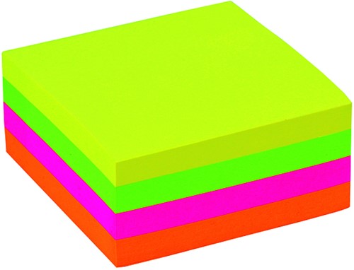 Memoblaadjes Quantore 75x75mm neon kleuren assorti 4 kleuren-2