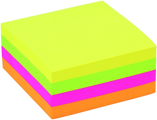 Memoblaadjes Quantore 75x75mm neon kleuren assorti 4 kleuren-4