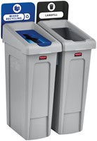 Afvalbak Rubbermaid Slim Jim Recyclestation starterset 87L grijs-2