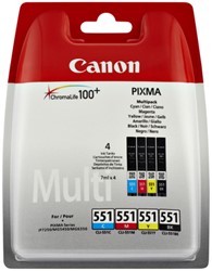 Inktcartridge Canon CLI-551 zwart + 3 kleuren