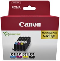 Inktcartridge Canon CLI-551 zwart + 3 kleuren