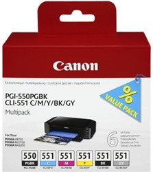 Inktcartridge Canon PGI-550 + CLI-551 zwart + 5 kleuren