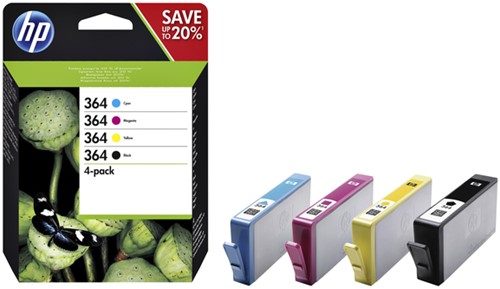 Inktcartridge HP N9J73AE 364 zwart + 3 kleuren