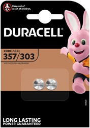 Batterij Duracell knoopcel 2x357/303 zilver oxide Ø11,6mm 2 stuks