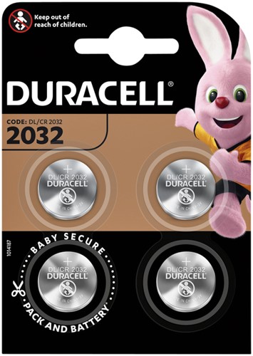 Batterij Duracell knoopcel 4xCR2032 lithium Ø20mm 3V-180mAh