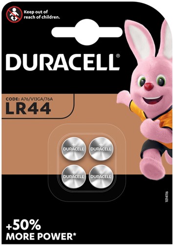 Batterij Duracell knoopcel 4xLR44 alkaline Ø11,6mm