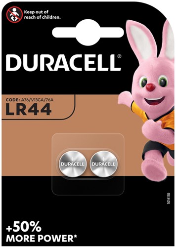 Batterij Duracell knoopcel 2xLR44 alkaline Ø11,6mm 2 stuks