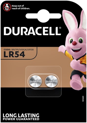 Batterij Duracell knoopcel 2xLR54 alkaline Ø11,6mm 2 stuks