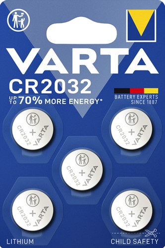 Batterij Varta knoopcel CR2032 lithium blister à 5stuk