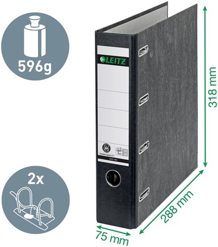 Ordner Leitz 1092 giro-bank met dubbele mechaniek 75mm karton A4 zwart-4