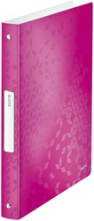 Ringband Leitz WOW A4 4-rings O-mech 25mm PP roze