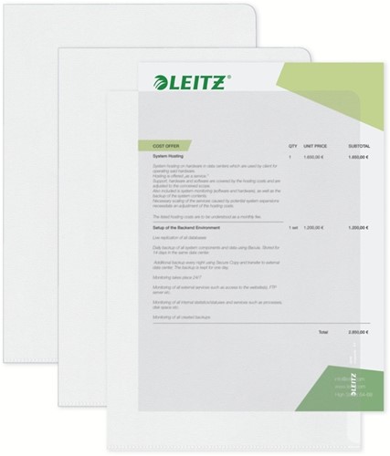 Insteekmap L-model Leitz Premium 0.13mm PP A4 transparant 100 stuks-1