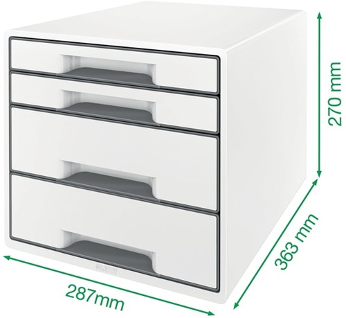 Ladenblok Leitz WOW CUBE A4 maxi 4 laden wit/grijs-1