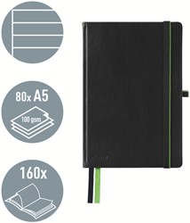 Notitieboek Leitz Complete A5 lijn 160 pagina's 100gr zwart