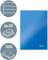 Notitieboek Leitz WOW A5 160blz 90gr lijn blauw-1