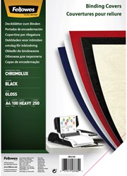 Voorblad Fellowes A4 Chromolux 250gr zwart 100stuks