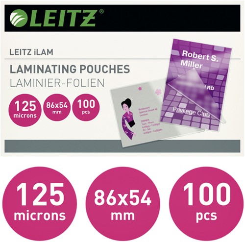 Lamineerhoes Leitz iLAM 54x86mm 2x125micron EVA 100 stuks-2