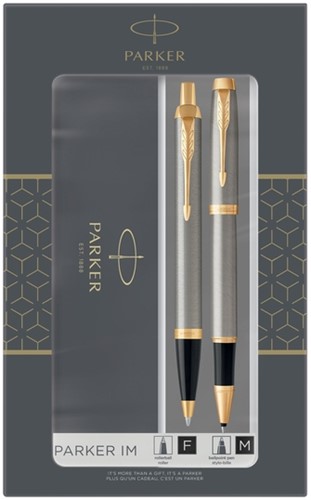 Balpen en Rollerpen Parker IM brushed metal GT medium 2 stuks-2