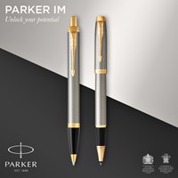 Balpen en Rollerpen Parker IM brushed metal GT medium 2 stuks-3