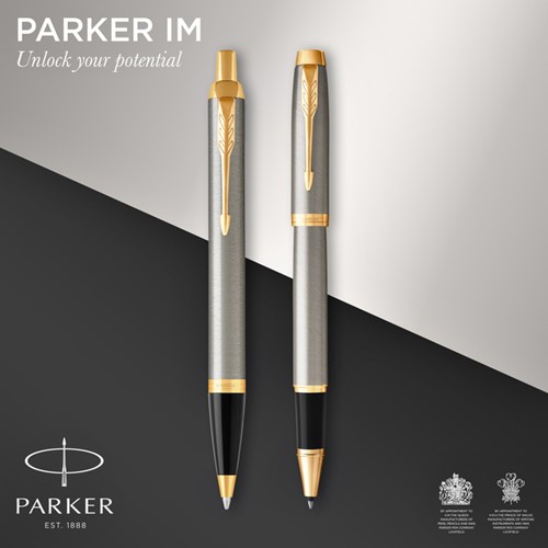 Balpen en Rollerpen Parker IM brushed metal GT medium 2 stuks-3