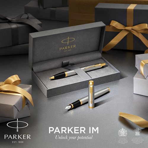 Balpen en Rollerpen Parker IM brushed metal GT medium 2 stuks-3