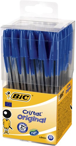 Balpen Bic Cristal medium blauw in tubo verpakking-3