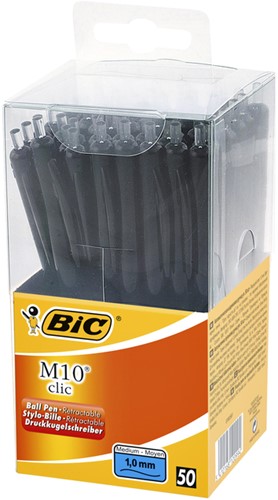 Balpen Bic M10 medium zwart in tubo verpakking