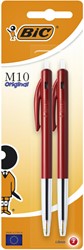 Balpen Bic M10 medium rood bister à 2 stuks