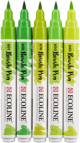 Brushpen Talens Ecoline set à 5 stuks groen-2