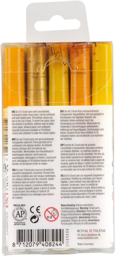 Brushpen Talens Ecoline set à 5 stuks aarde-1