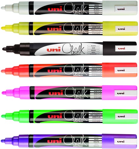 Krijtstift Uni-ball chalk rond 1.8-2.5mm fluor geel-2