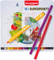 Viltstift Bruynzeel Super Points blik à 15 kleuren-2