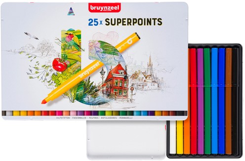 Viltstift Bruynzeel Super Points blik à 25 kleuren-2