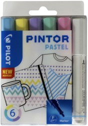 Verfstift Pilot Pintor pastel fijn assorti etui à 6 stuks