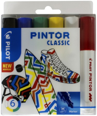 Verfstift Pilot Pintor classic medium assorti etui à 6 stuks