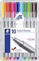 Fineliner Staedtler Triplus 334 assorti 0.3mm 10 stuks