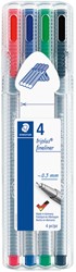 Fineliner Staedtler Triplus 334 assorti 0.3mm 4 stuks