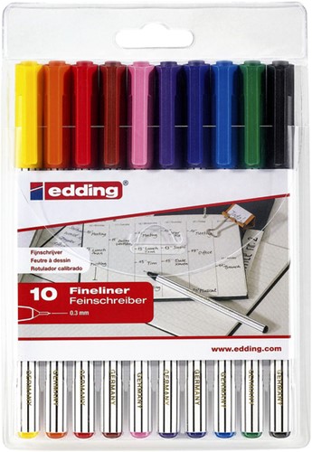 Fineliner Edding 89/10 fijn assorti blister à 10 stuks