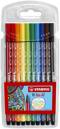 Viltstift STABILO Pen 68/10 medium assorti etui à 10 stuks