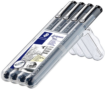 Fineliner Staedtler Pigment 308 zwart set 4 stuks-4