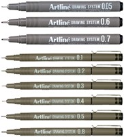 Fineliner Artline technisch etui met 0.1-0.3-0.5-0.7mm zwart-3