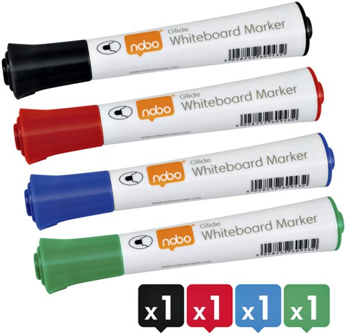 Whiteboardmarker Nobo Glide rond assorti 3mm 4st-1